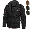 Winter Zip-up Coat Warm Thickened Detachable Hooded Jacket Multi-pocket  Button Drawstring Long Sleeve Tops Men's Cargo Clothing